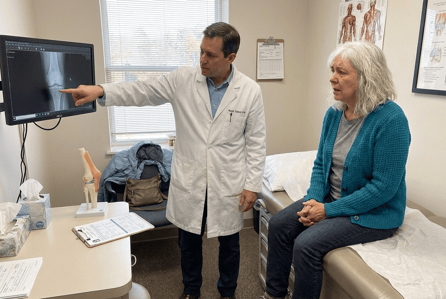 Doctor showing X-ray